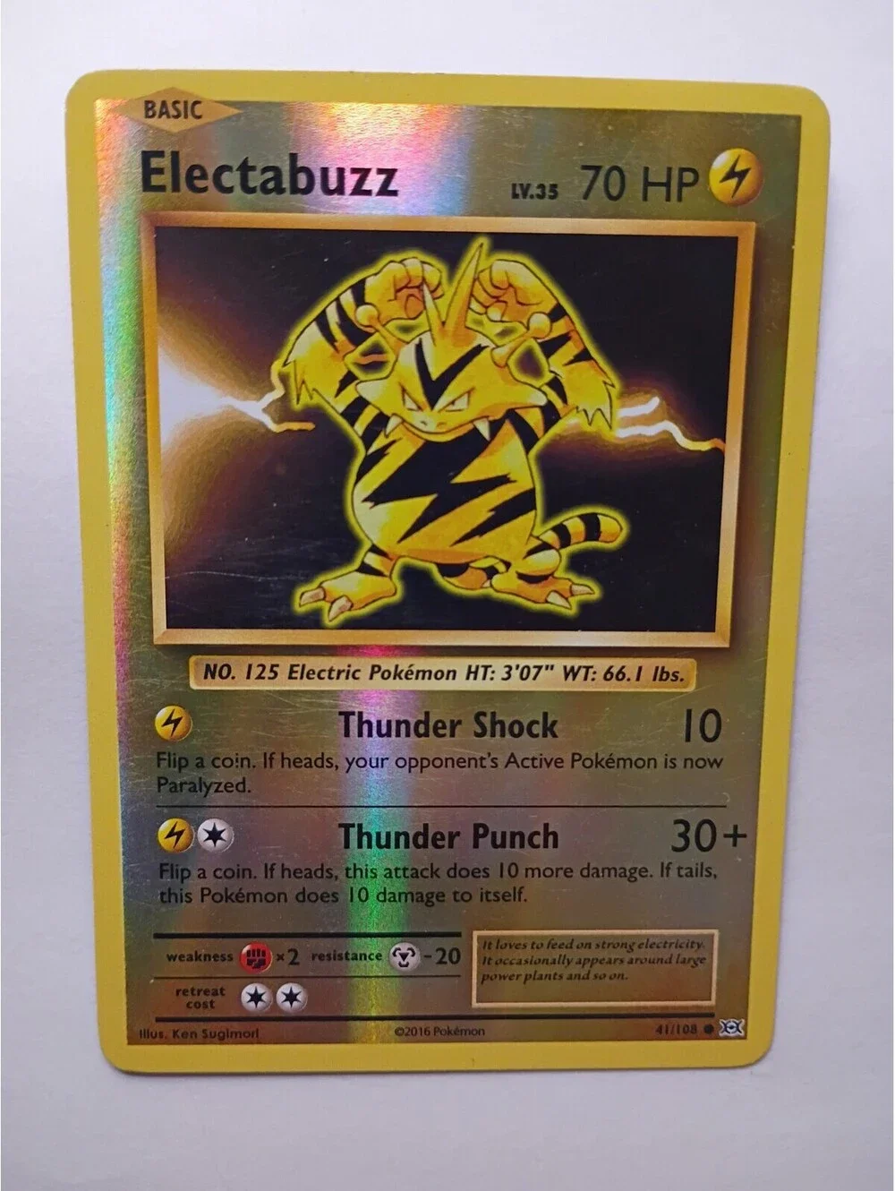 Pokemon TCG Electabuzz reverse Holo 41/108 2016 evolutions!